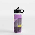  Retro Abstract And Geometric Shapes Purple, Mustard Yellow, Pink, Black Water Bottle Gallery Image 1