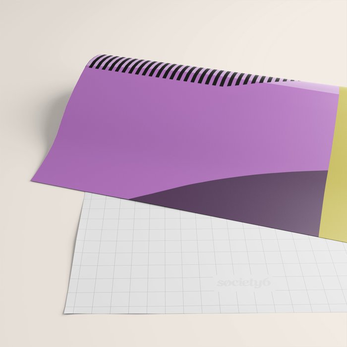  Retro Abstract And Geometric Shapes Purple, Mustard Yellow, Pink, Black Wrapping Paper Gallery Image 2