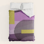  Retro Abstract And Geometric Shapes Purple, Mustard Yellow, Pink, Black Comforter Gallery Image 6