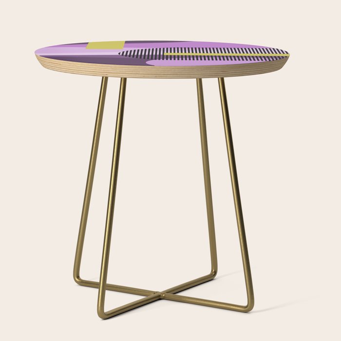  Retro Abstract And Geometric Shapes Purple, Mustard Yellow, Pink, Black Side Table Gallery Image 1