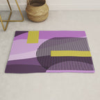  Retro Abstract And Geometric Shapes Purple, Mustard Yellow, Pink, Black Rug Gallery Image 1