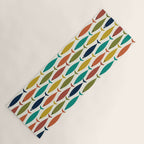 Midcentury Modern Fish Pattern in Mid Mod Teal, Olive, Mustard, Orange on Nearly White Yoga Mat Gallery Image 1