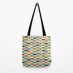 Midcentury Modern Fish Pattern in Mid Mod Teal, Olive, Mustard, Orange on Nearly White Tote Bag Gallery Image 2