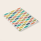 Midcentury Modern Fish Pattern in Mid Mod Teal, Olive, Mustard, Orange on Nearly White Notebook Gallery Image 3