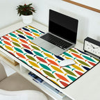 Midcentury Modern Fish Pattern in Mid Mod Teal, Olive, Mustard, Orange on Nearly White Desk Mat Gallery Image 2