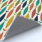 Midcentury Modern Fish Pattern in Mid Mod Teal, Olive, Mustard, Orange on Nearly White Rug Gallery Image 4