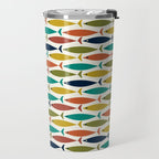 Midcentury Modern Fish Pattern in Mid Mod Teal, Olive, Mustard, Orange on Nearly White Travel Mug Gallery Image 2