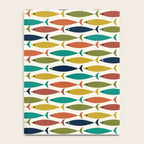 Midcentury Modern Fish Pattern in Mid Mod Teal, Olive, Mustard, Orange on Nearly White Notebook Gallery Image 4