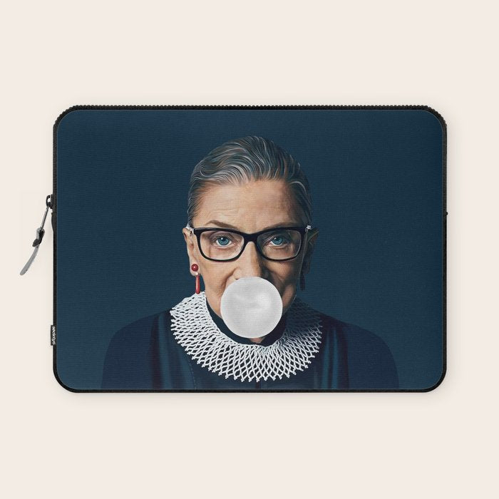 Ruth Bader Ginsburg Blowing White Bubble gum Laptop Sleeve