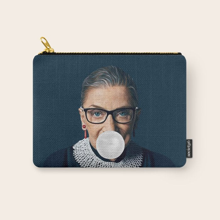 Ruth Bader Ginsburg Blowing White Bubble gum Carry All Pouch Gallery Image 1