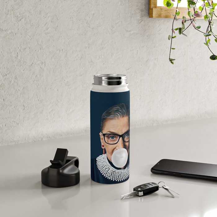 Ruth Bader Ginsburg Blowing White Bubble gum Water Bottle Gallery Image 4