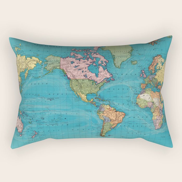 Vintage Map of The World (1897) Rectangular Pillow Gallery Image 2
