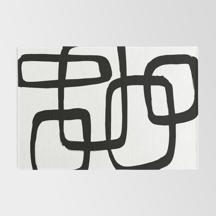 Retro Ink White Background Rug Gallery Image 2