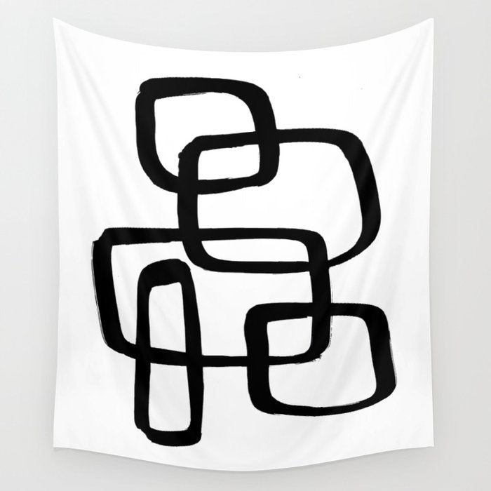 Retro Ink White Background Wall Tapestry Gallery Image 1