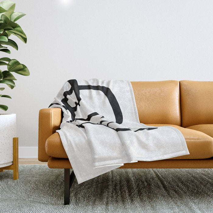 Retro Ink White Background Throw Blanket Gallery Image 1