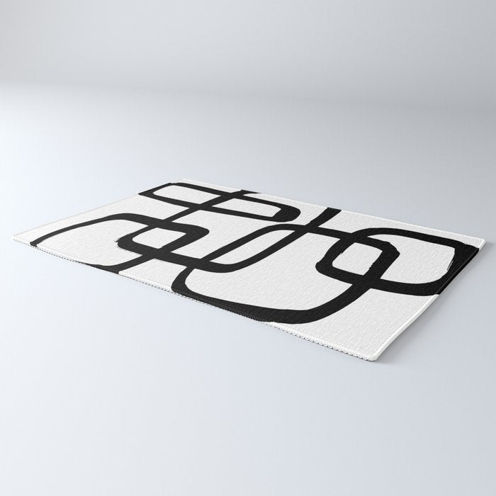 Retro Ink White Background Rug Gallery Image 3