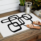 Retro Ink White Background Outdoor Rug Gallery Image 2