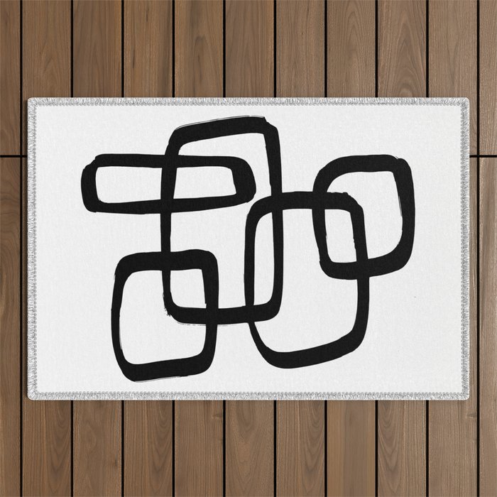 Retro Ink White Background Outdoor Rug Gallery Image 1
