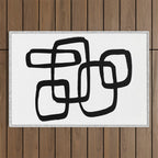 Retro Ink White Background Outdoor Rug Gallery Image 1