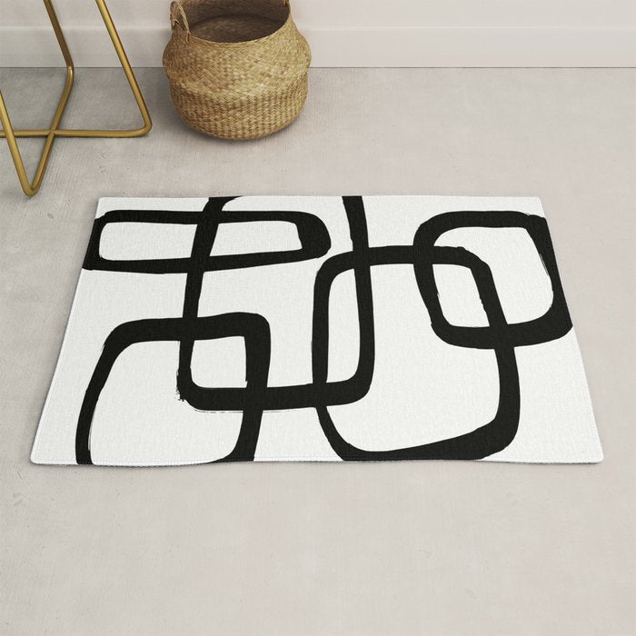 Retro Ink White Background Rug Gallery Image 1