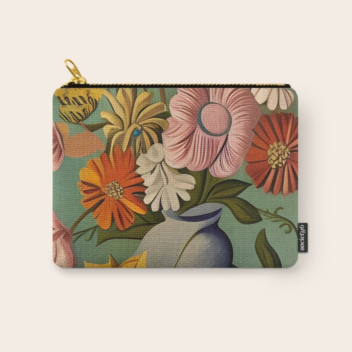 Quirky Abstract Vintage Retro Floral Carry All Pouch Gallery Image 1