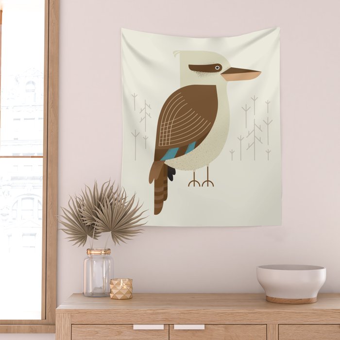 Laughing Kookaburra, Bird of Australia Wall Tapestry Gallery Image 2