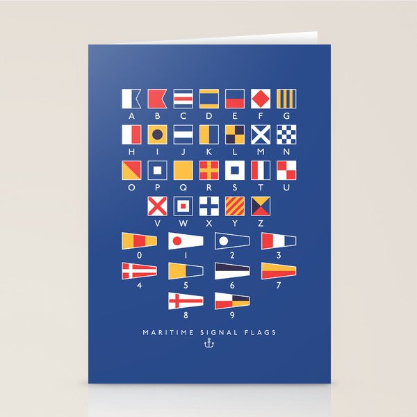 Maritime Nautical Signal Flags Chart - Navy Stationery Card Gallery Image 1