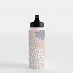 Flowers Abstract Print, Coral, Peach, Gray Water Bottle Gallery Image 3