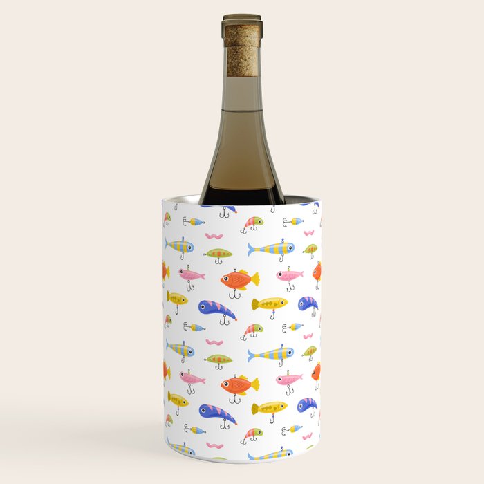 Funny colorful fish lure cartoon art pattern Wine Chiller Gallery Image 1