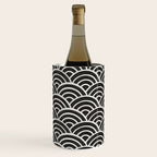 Japanese Seigaiha Wave - Black & White Palette Wine Chiller Gallery Image 3