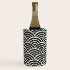 Japanese Seigaiha Wave - Black & White Palette Wine Chiller Gallery Image 1