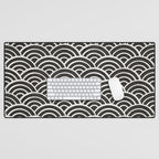 Japanese Seigaiha Wave - Black & White Palette Desk Mat Gallery Image 1