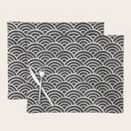 Japanese Seigaiha Wave - Black & White Palette Placemat Gallery Image 1