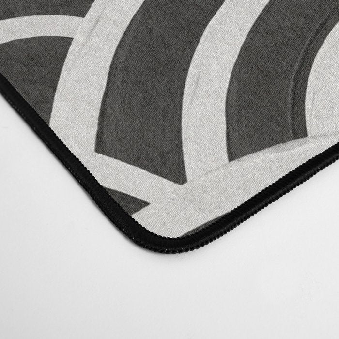 Japanese Seigaiha Wave - Black & White Palette Desk Mat Gallery Image 4
