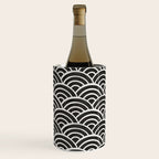 Japanese Seigaiha Wave - Black & White Palette Wine Chiller Gallery Image 2