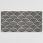 Japanese Seigaiha Wave - Black & White Palette Desk Mat Gallery Image 3