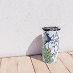 Chinoiserie Peacock Blue & White Floral Travel Mug Gallery Image 4