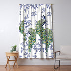 Chinoiserie Peacock Blue & White Floral Window Curtain Gallery Image 5