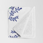 Chinoiserie Peacock Blue & White Floral Throw Blanket Gallery Image 3