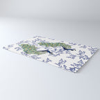 Chinoiserie Peacock Blue & White Floral Rug Gallery Image 3