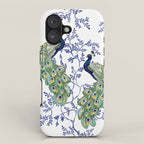 Chinoiserie Peacock Blue & White Floral iPhone Case Gallery Image 1