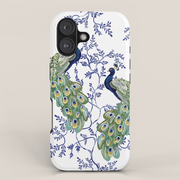 Chinoiserie Peacock Blue & White Floral iPhone Case Gallery Image 1