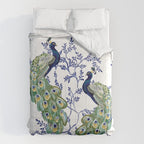 Chinoiserie Peacock Blue & White Floral Comforter Gallery Image 6