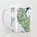 Chinoiserie Peacock Blue & White Floral Coffee Mug Gallery Image 3