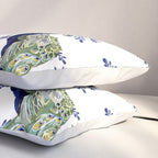 Chinoiserie Peacock Blue & White Floral Pillow Sham Gallery Image 3