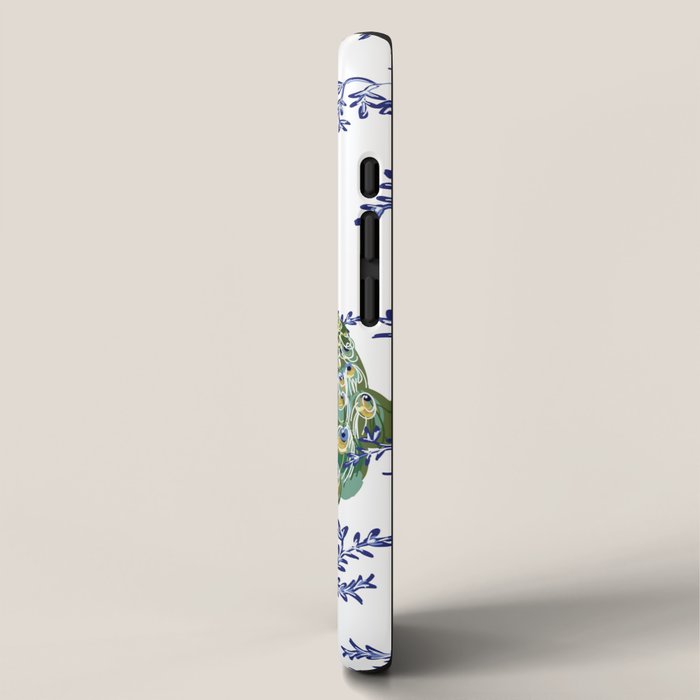 Chinoiserie Peacock Blue & White Floral iPhone Case Gallery Image 2