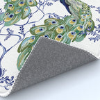 Chinoiserie Peacock Blue & White Floral Rug Gallery Image 4