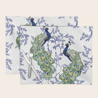 Chinoiserie Peacock Blue & White Floral Placemat Gallery Image 1