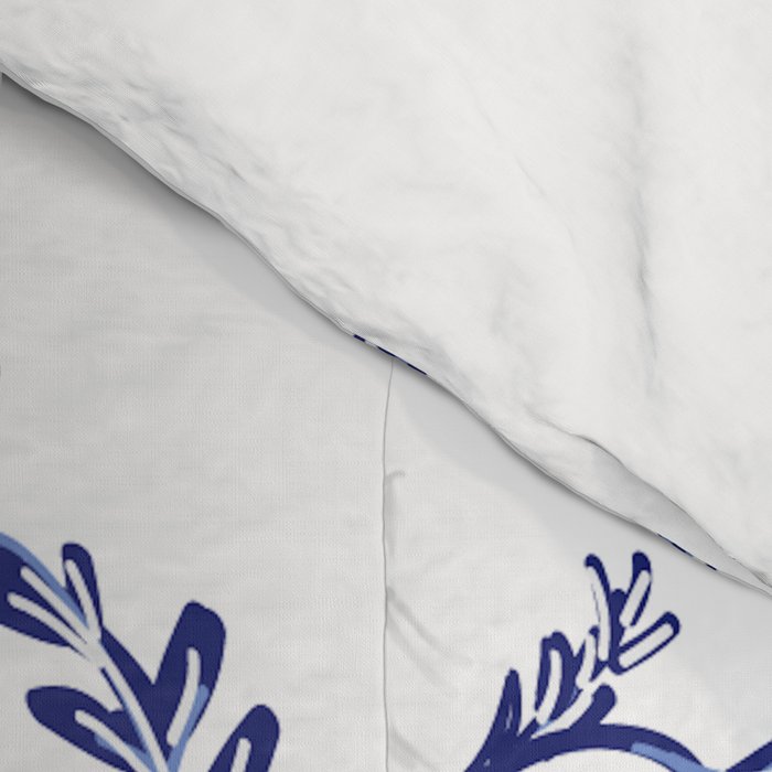 Chinoiserie Peacock Blue & White Floral Comforter Gallery Image 4
