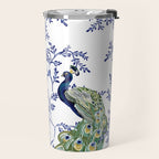 Chinoiserie Peacock Blue & White Floral Travel Mug Gallery Image 2